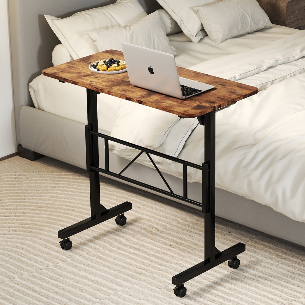 Adjustable Standing Laptop Desk with Wheels 75 - 110cm Height - Brown - Rivercity House & Home Co. (ABN 18 642 972 209) - Affordable Modern Furniture Australia