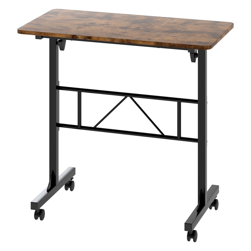Adjustable Standing Laptop Desk with Wheels 75 - 110cm Height - Brown - Rivercity House & Home Co. (ABN 18 642 972 209) - Affordable Modern Furniture Australia