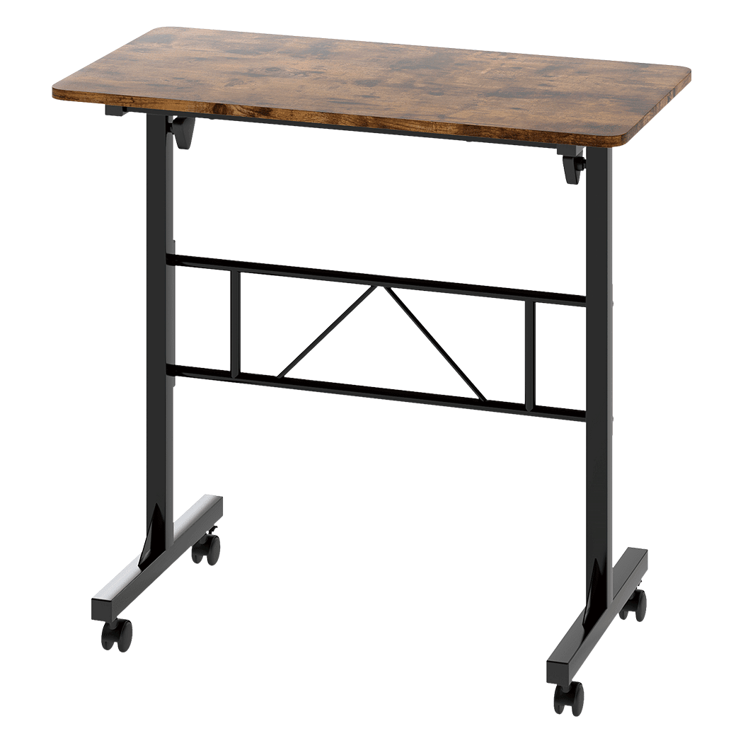 Adjustable Standing Laptop Desk with Wheels 75 - 110cm Height - Brown - Rivercity House & Home Co. (ABN 18 642 972 209) - Affordable Modern Furniture Australia
