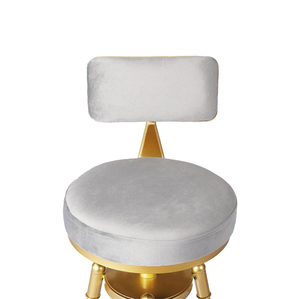 Adjustable Swivel Bar Stool Kitchen Chair with Velvet Seat - Grey - Rivercity House & Home Co. (ABN 18 642 972 209) - Affordable Modern Furniture Australia