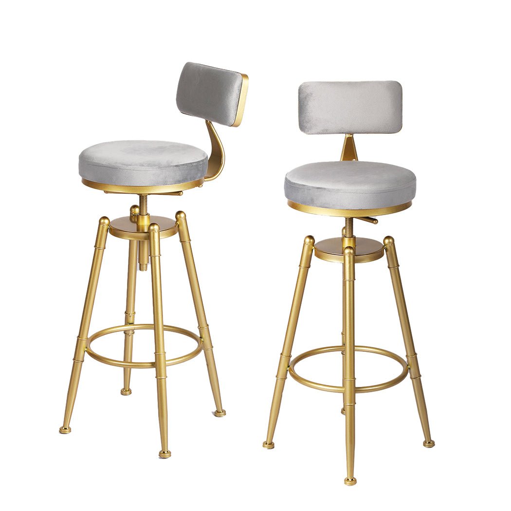 Adjustable Swivel Bar Stool with Footrest - Grey - Rivercity House & Home Co. (ABN 18 642 972 209) - Affordable Modern Furniture Australia