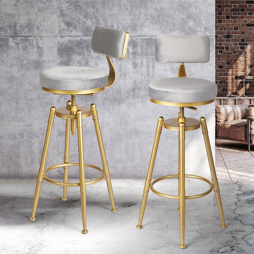 Adjustable Swivel Bar Stool with Footrest - Grey - Rivercity House & Home Co. (ABN 18 642 972 209) - Affordable Modern Furniture Australia