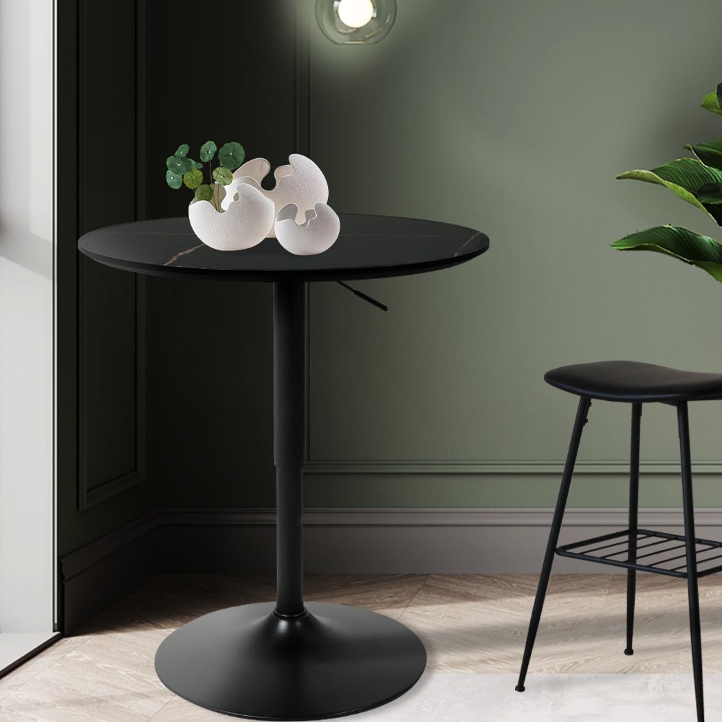 Adjustable Swivel Bar Table with Gas Lift 60cm Diameter - Black - Rivercity House & Home Co. (ABN 18 642 972 209) - Affordable Modern Furniture Australia