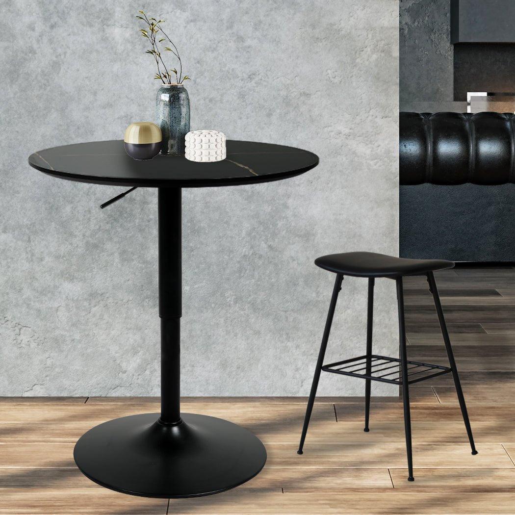 Adjustable Swivel Bar Table with Gas Lift 60cm Diameter - Black - Rivercity House & Home Co. (ABN 18 642 972 209) - Affordable Modern Furniture Australia