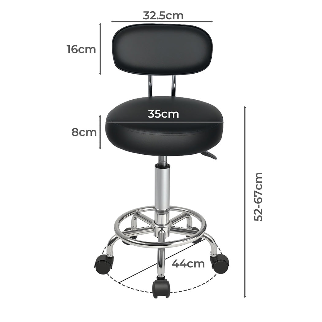Adjustable Swivel Office Rolling Stool with PU Leather Seat - Black - Rivercity House & Home Co. (ABN 18 642 972 209) - Affordable Modern Furniture Australia