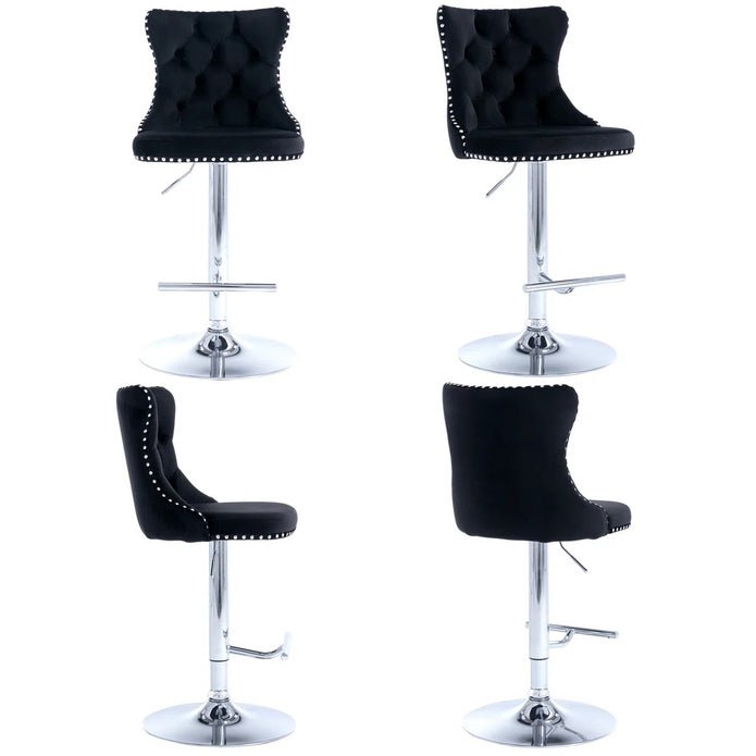 Adjustable Swivel Velvet Bar Stools with Tufted Back and Nailhead Trim, Counter Height, 2 - Pack - Black - Furniture > Bar Stools & Chairs > Table & Bar Stools - Rivercity House & Home Co. (ABN 18 642 972 209) - Affordable Modern Furniture Australia