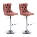 Adjustable Swivel Velvet Bar Stools with Tufted Back and Nailhead Trim, Counter Height, 2-Pack - Pink