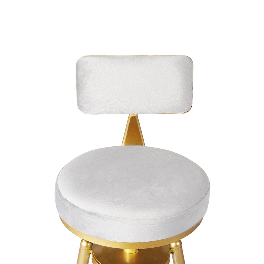Adjustable Velvet Bar Stool Kitchen Chair with Swivel and Footrest - White - Rivercity House & Home Co. (ABN 18 642 972 209) - Affordable Modern Furniture Australia