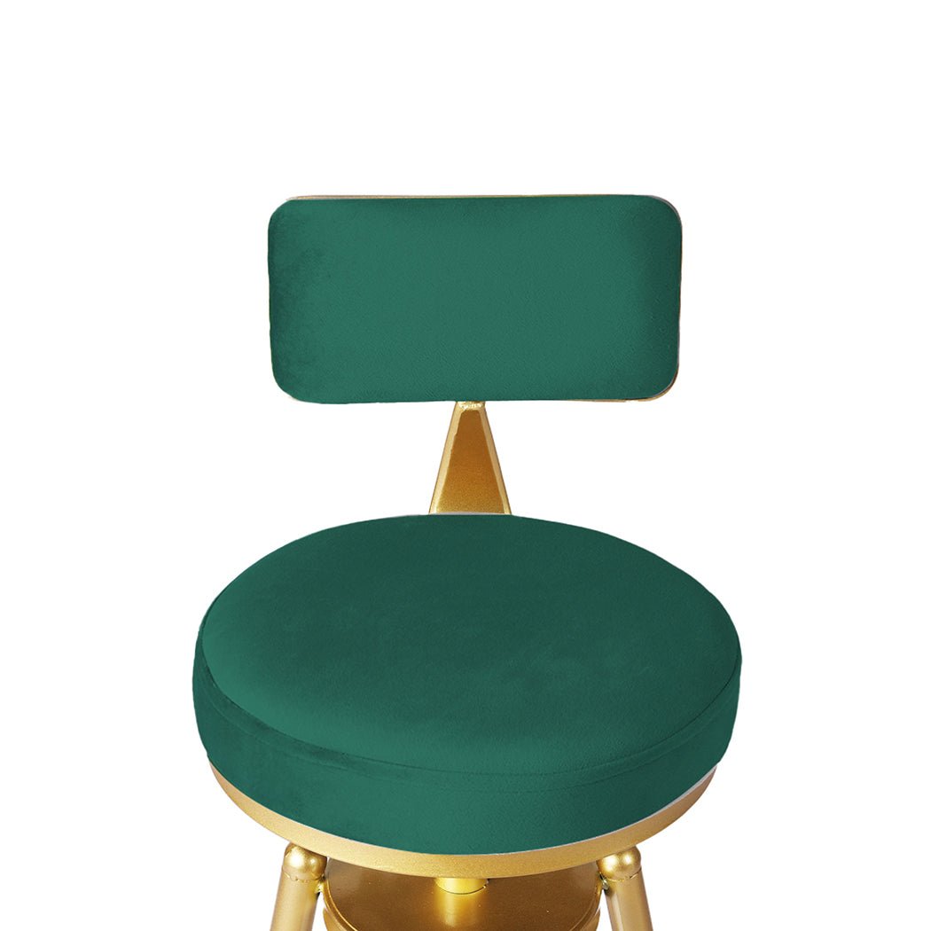 Adjustable Velvet Bar Stool with Swivel and Footrest - Green - Rivercity House & Home Co. (ABN 18 642 972 209) - Affordable Modern Furniture Australia