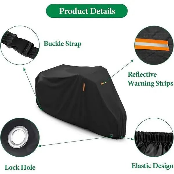 Adult Tricycle Cover 190x76x112 cm Waterproof 420D Oxford with PU Coating and Reflective Strips - Black - Sports & Fitness > Bikes & Accessories > Bicycle Stands & Storage - Rivercity House & Home Co. (ABN 18 642 972 209) - Affordable Modern Furniture Australia