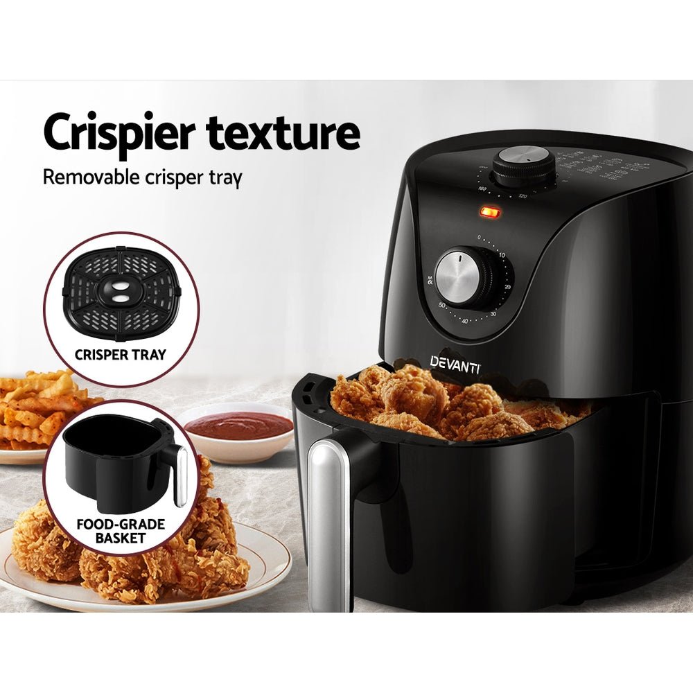 Air Fryer 2.5L Knob Fryers - Appliances > Kitchen Appliances > Air Fryers - Rivercity House & Home Co. (ABN 18 642 972 209) - Affordable Modern Furniture Australia