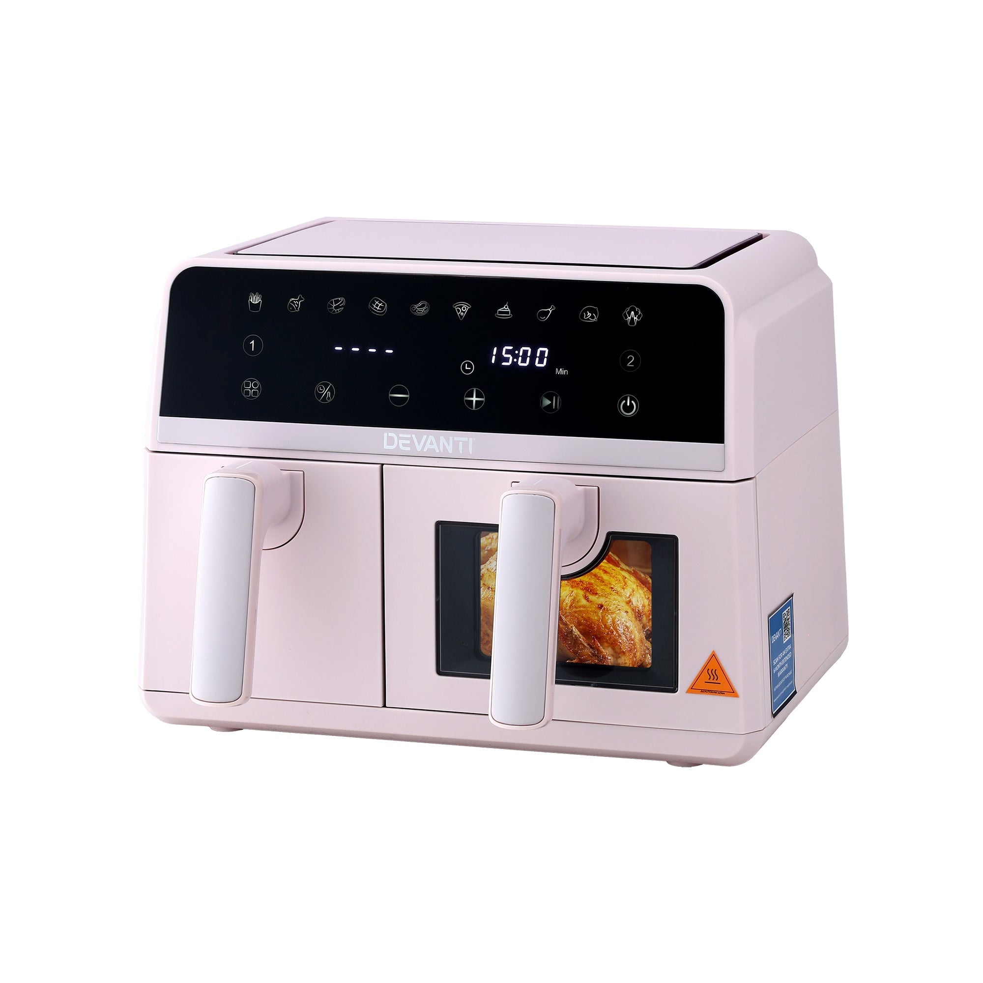 Air Fryer 9L Dual Zone Fryers 2600W Pink - Appliances > Kitchen Appliances > Air Fryers - Rivercity House & Home Co. (ABN 18 642 972 209) - Affordable Modern Furniture Australia
