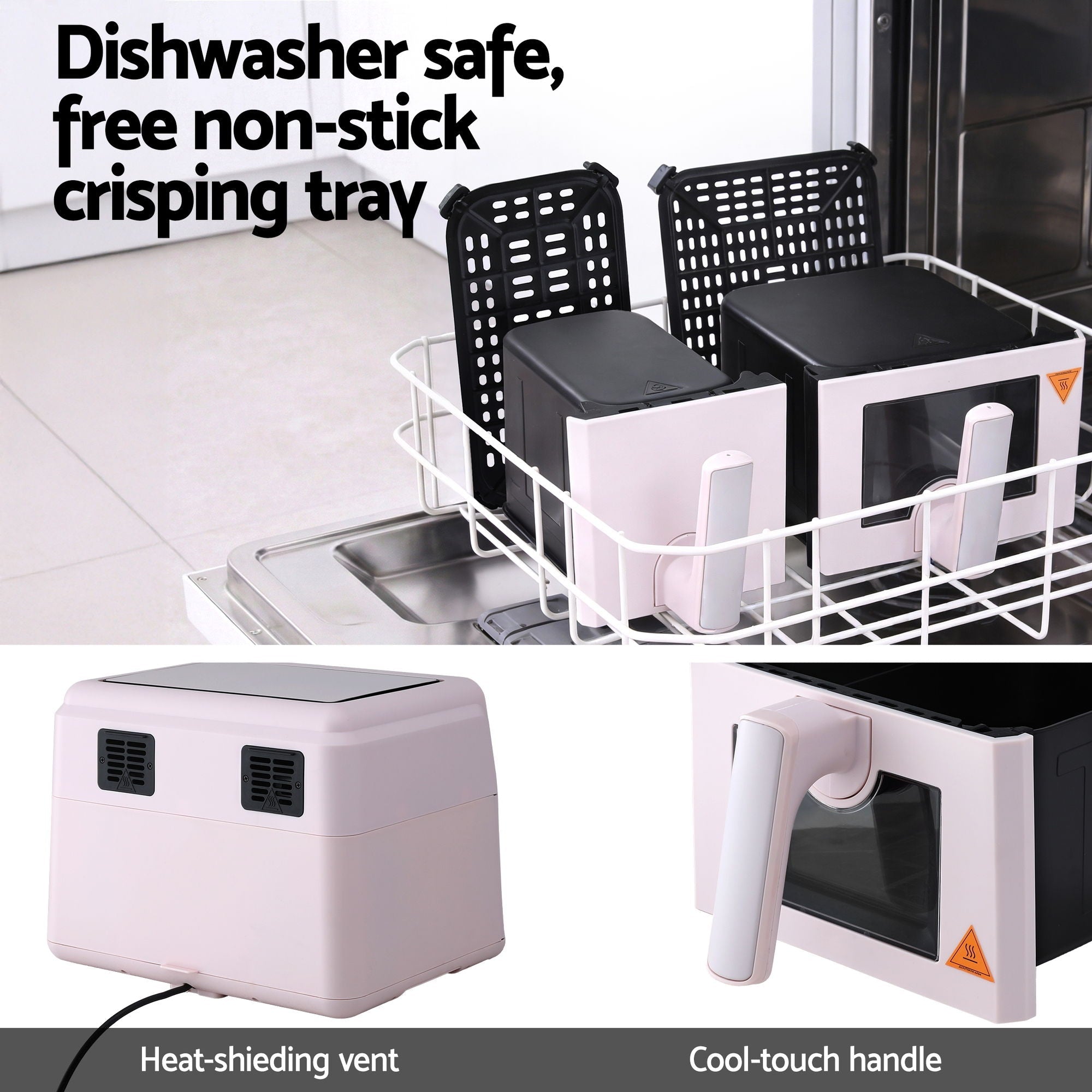 Air Fryer 9L Dual Zone Fryers 2600W Pink - Appliances > Kitchen Appliances > Air Fryers - Rivercity House & Home Co. (ABN 18 642 972 209) - Affordable Modern Furniture Australia