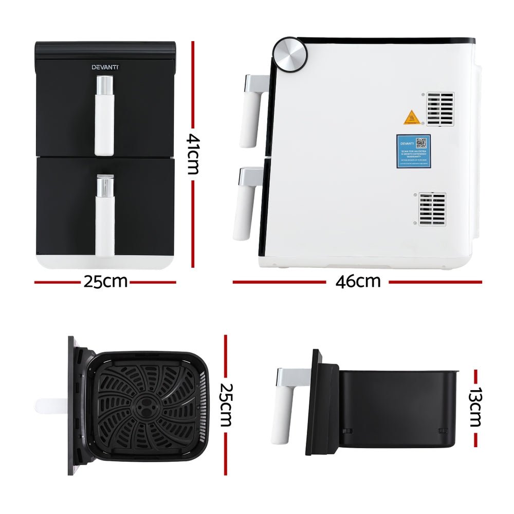 Air Fryer Oven 11L Dual Zone Fryers - Appliances > Kitchen Appliances > Air Fryers - Rivercity House & Home Co. (ABN 18 642 972 209) - Affordable Modern Furniture Australia