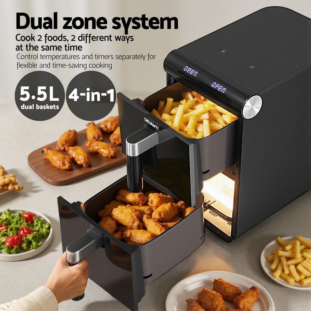 Air Fryer Oven 11L Dual Zone Fryers - Appliances > Kitchen Appliances > Air Fryers - Rivercity House & Home Co. (ABN 18 642 972 209) - Affordable Modern Furniture Australia