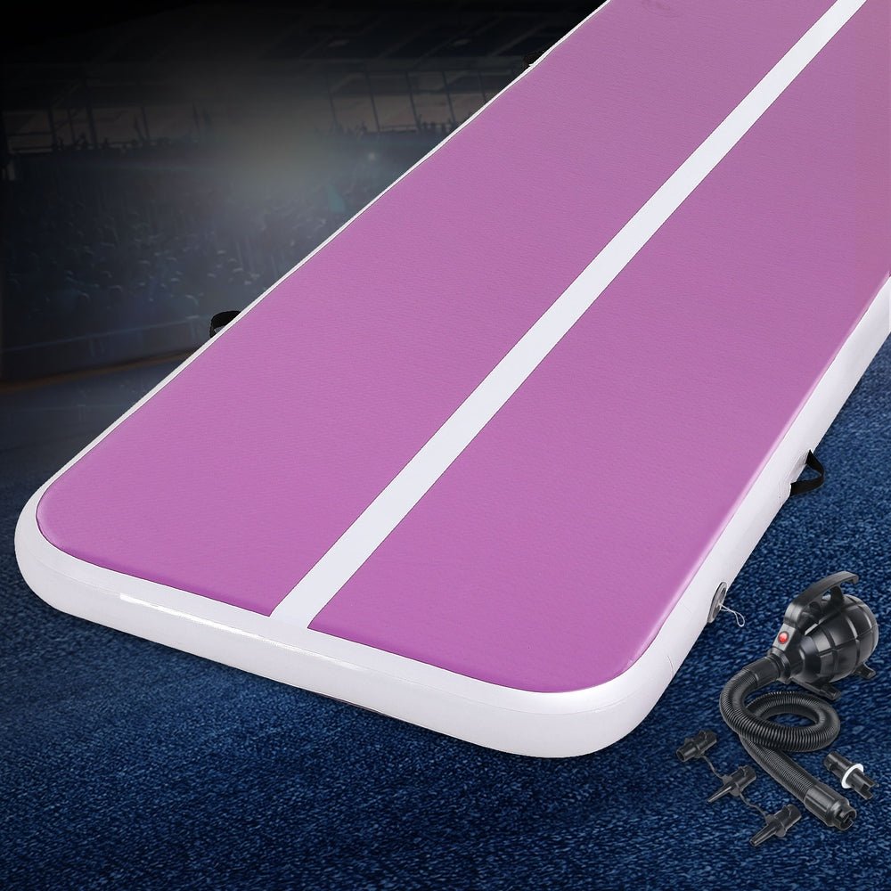 Air Track Gymnastics Tumbling Exercise Yoga Mat with Pump - Purple - Sports & Fitness > Exercise, Gym & Fitness > Gymnastics - Rivercity House & Home Co. (ABN 18 642 972 209) - Affordable Modern Furniture Australia