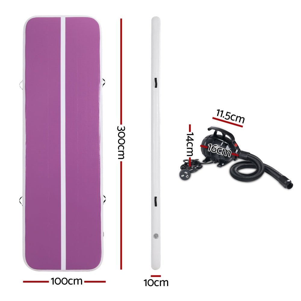Air Track Gymnastics Tumbling Exercise Yoga Mat with Pump - Purple - Sports & Fitness > Exercise, Gym & Fitness > Gymnastics - Rivercity House & Home Co. (ABN 18 642 972 209) - Affordable Modern Furniture Australia