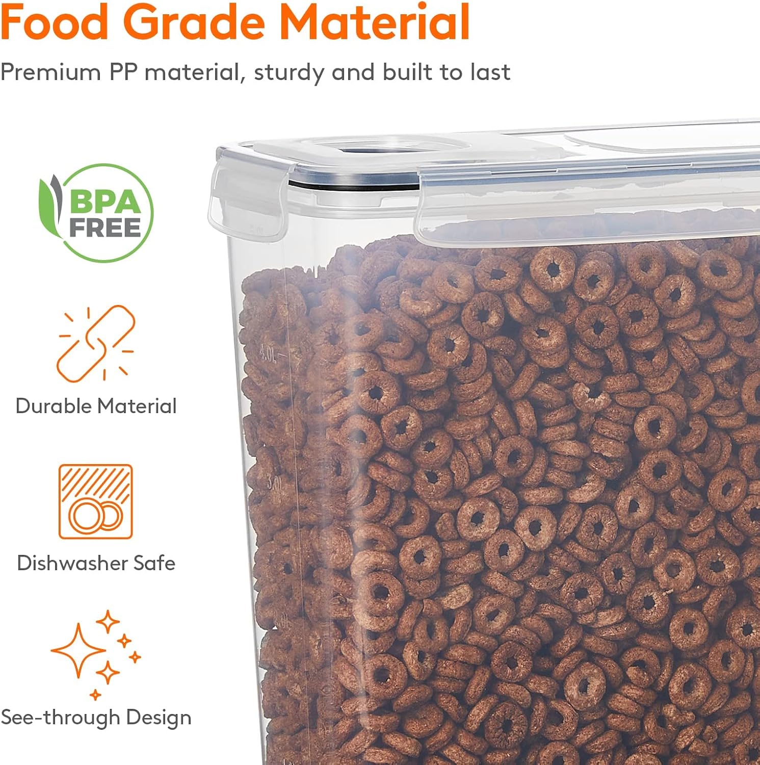 Airtight BPA - Free Cereal Storage Containers 2.5L with Pouring Lids 4 Pack - Clear - Home & Garden > Kitchenware > Food Storage - Rivercity House & Home Co. (ABN 18 642 972 209) - Affordable Modern Furniture Australia