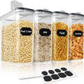 Airtight BPA-Free Cereal Storage Containers 2.5L with Pouring Lids 4 Pack - Clear