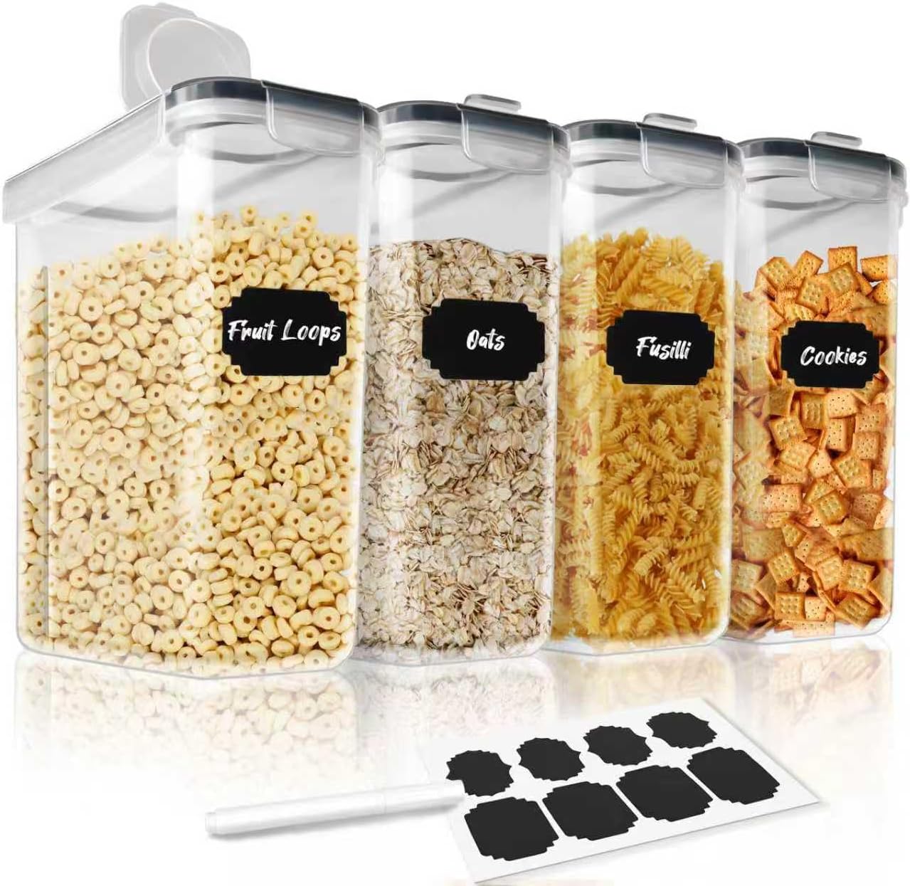 Airtight BPA - Free Cereal Storage Containers 2.5L with Pouring Lids 4 Pack - Clear - Home & Garden > Kitchenware > Food Storage - Rivercity House & Home Co. (ABN 18 642 972 209) - Affordable Modern Furniture Australia