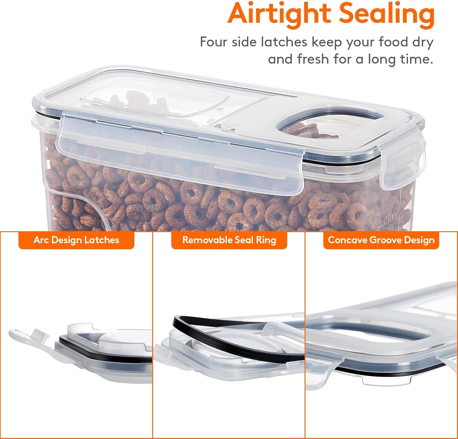 Airtight BPA - Free Cereal Storage Containers 2.5L with Pouring Lids 4 Pack - Clear - Home & Garden > Kitchenware > Food Storage - Rivercity House & Home Co. (ABN 18 642 972 209) - Affordable Modern Furniture Australia