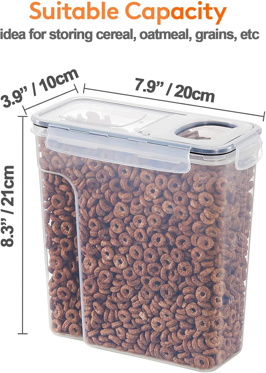 Airtight BPA - Free Cereal Storage Containers 2.5L with Pouring Lids 4 Pack - Clear - Home & Garden > Kitchenware > Food Storage - Rivercity House & Home Co. (ABN 18 642 972 209) - Affordable Modern Furniture Australia