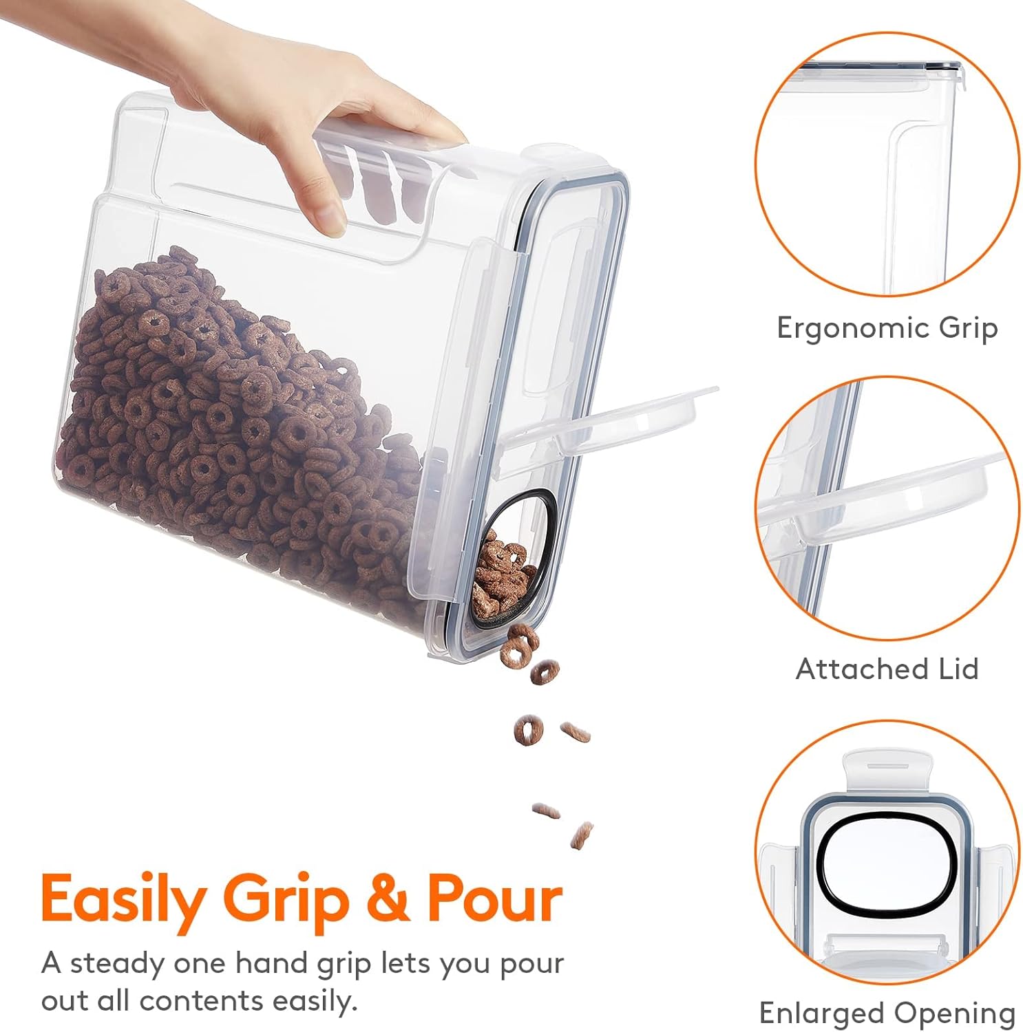 Airtight BPA - Free Cereal Storage Containers 2.5L with Pouring Lids 4 Pack - Clear - Home & Garden > Kitchenware > Food Storage - Rivercity House & Home Co. (ABN 18 642 972 209) - Affordable Modern Furniture Australia