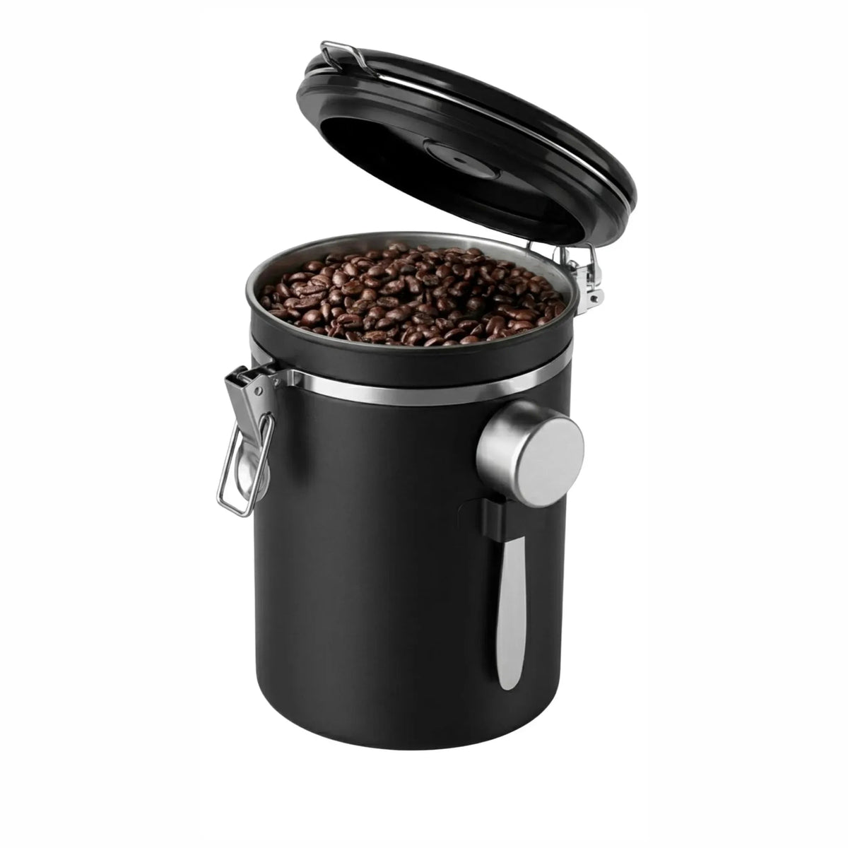 Airtight Coffee Canister 1.8L Stainless Steel with CO2 Valve - Black - Appliances > Kitchen Appliances > Coffee Machines & Accessories - Rivercity House & Home Co. (ABN 18 642 972 209) - Affordable Modern Furniture Australia