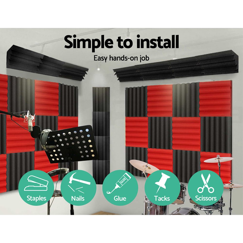 Alpha Acoustic Foam 60pcs Corner Bass Trap Sound Absorption - Audio & Video > Acoustic Foam - Rivercity House & Home Co. (ABN 18 642 972 209) - Affordable Modern Furniture Australia