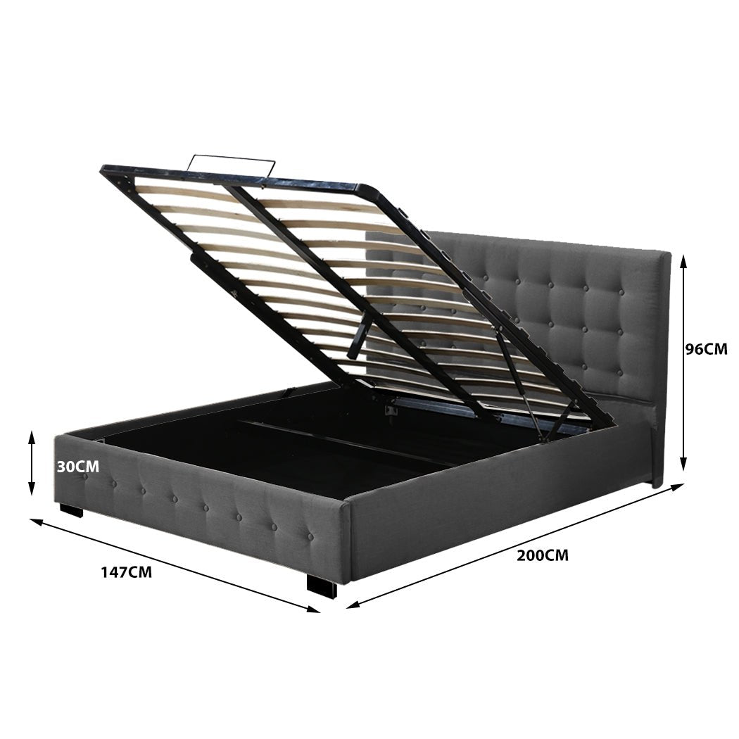 Altera Gas Lift Storage Double Bed Frame – Dark Grey - Rivercity House & Home Co. (ABN 18 642 972 209) - Affordable Modern Furniture Australia