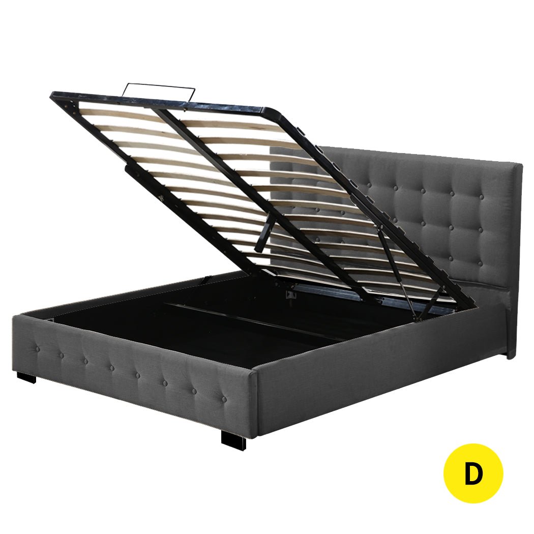 Altera Gas Lift Storage Double Bed Frame – Dark Grey - Rivercity House & Home Co. (ABN 18 642 972 209) - Affordable Modern Furniture Australia