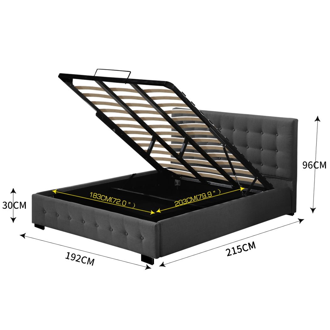 Altera Gas Lift Storage King Bed Frame – Dark Grey - Rivercity House & Home Co. (ABN 18 642 972 209) - Affordable Modern Furniture Australia