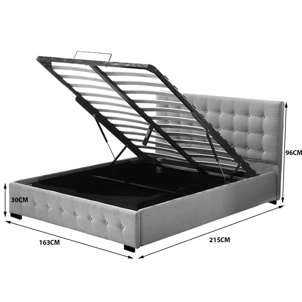 Altera Gas Lift Storage Queen Bed Frame – Grey - Rivercity House & Home Co. (ABN 18 642 972 209) - Affordable Modern Furniture Australia