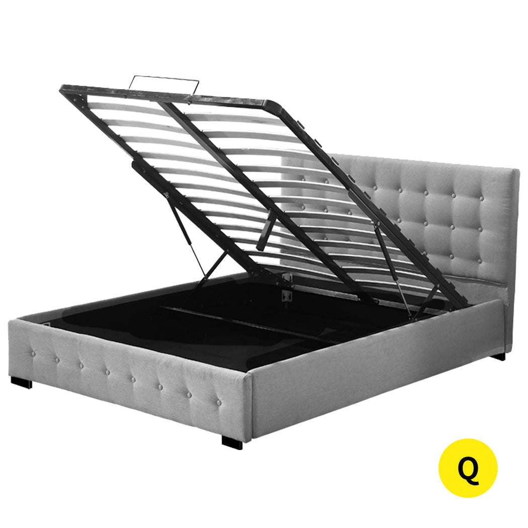 Altera Gas Lift Storage Queen Bed Frame – Grey - Rivercity House & Home Co. (ABN 18 642 972 209) - Affordable Modern Furniture Australia