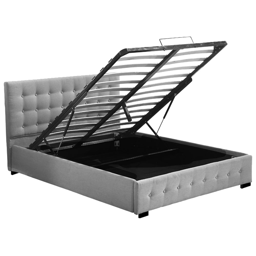 Altera Gas Lift Storage Queen Bed Frame – Grey - Rivercity House & Home Co. (ABN 18 642 972 209) - Affordable Modern Furniture Australia