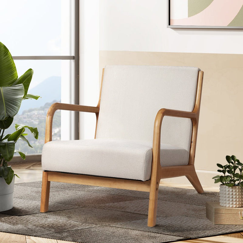 Amy Lounge Accent Armchair - Beige - Furniture > Living Room - Rivercity House & Home Co. (ABN 18 642 972 209) - Affordable Modern Furniture Australia