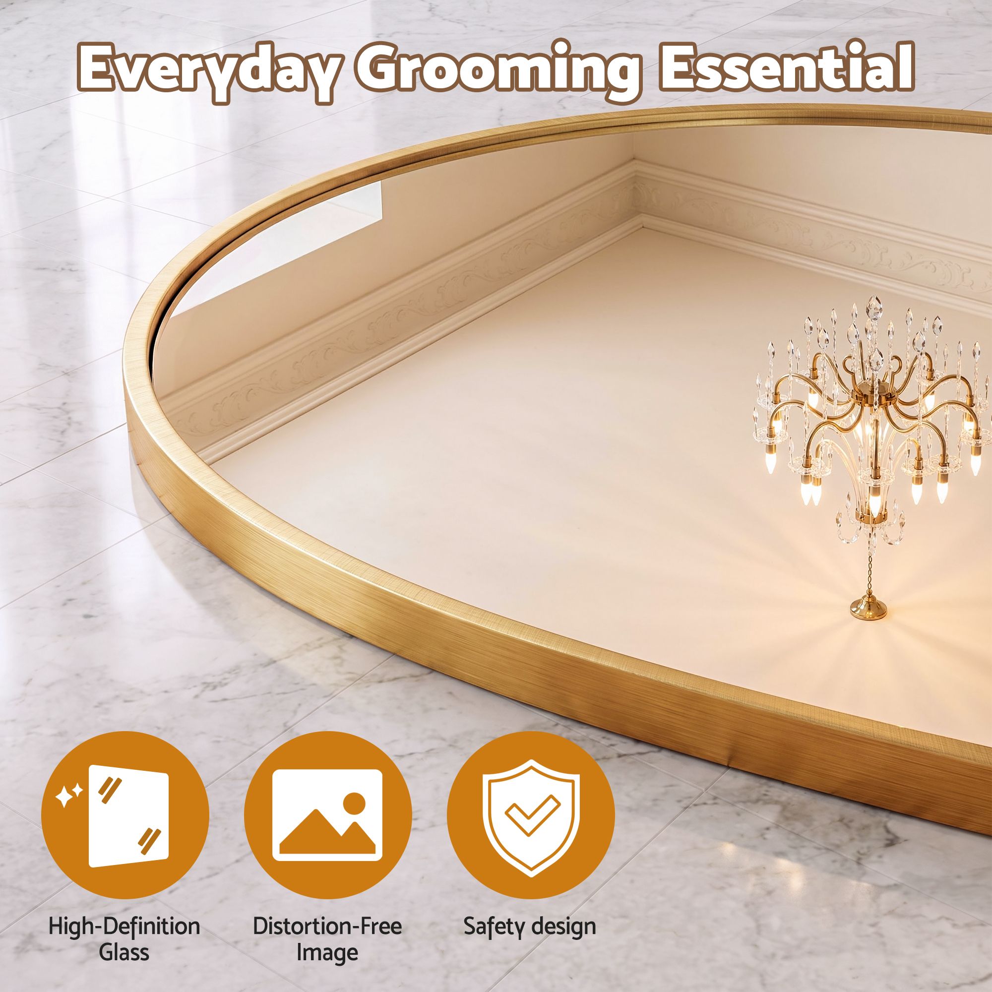 Arch Wall Mirror, Decorative Gold Frame Mirrors, 61x41cm Bathroom Vanity Mirror, Slim Frame for Living Room Entryway Bedroom Decor - Home & Garden > Decor > Mirrors - Rivercity House & Home Co. (ABN 18 642 972 209) - Affordable Modern Furniture Australia
