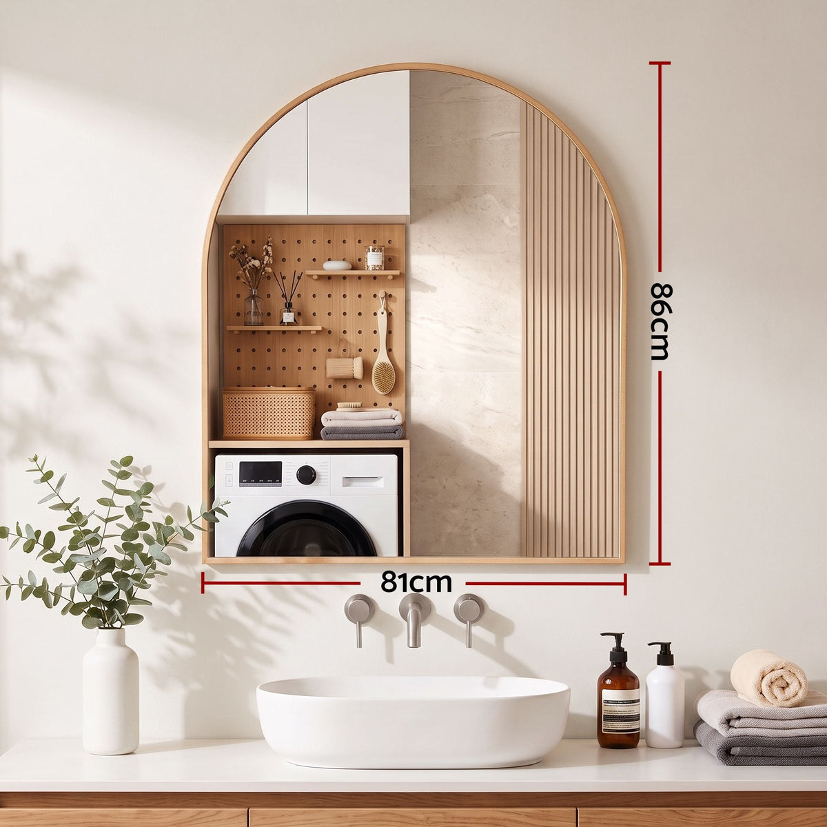 Arch Wall Mirror, Decorative Gold Frame Mirrors, 86x81cm Bathroom Vanity Mirror, Slim Frame for Living Room Entryway Bedroom Decor - Home & Garden > Decor > Mirrors - Rivercity House & Home Co. (ABN 18 642 972 209) - Affordable Modern Furniture Australia