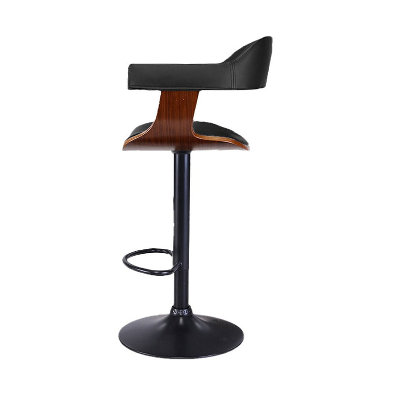 Archer Wooden Bar Stool with Gas Lift Wood & Black Leather - Rivercity House & Home Co. (ABN 18 642 972 209) - Affordable Modern Furniture Australia