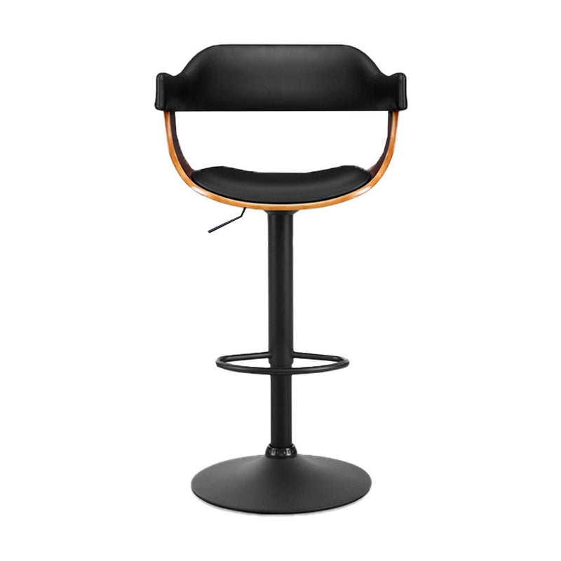 Archer Wooden Bar Stool with Gas Lift Wood & Black Leather - Rivercity House & Home Co. (ABN 18 642 972 209) - Affordable Modern Furniture Australia