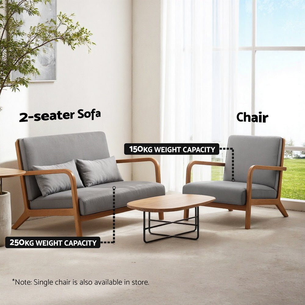 Armchair 2 - seater Loveseat Fabric Grey - Furniture > Bar Stools & Chairs > Arm Chairs & Recliners - Rivercity House & Home Co. (ABN 18 642 972 209) - Affordable Modern Furniture Australia