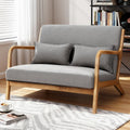 Olive 2-Seater Loveseat Armchair with Faux Linen Fabric - Grey
