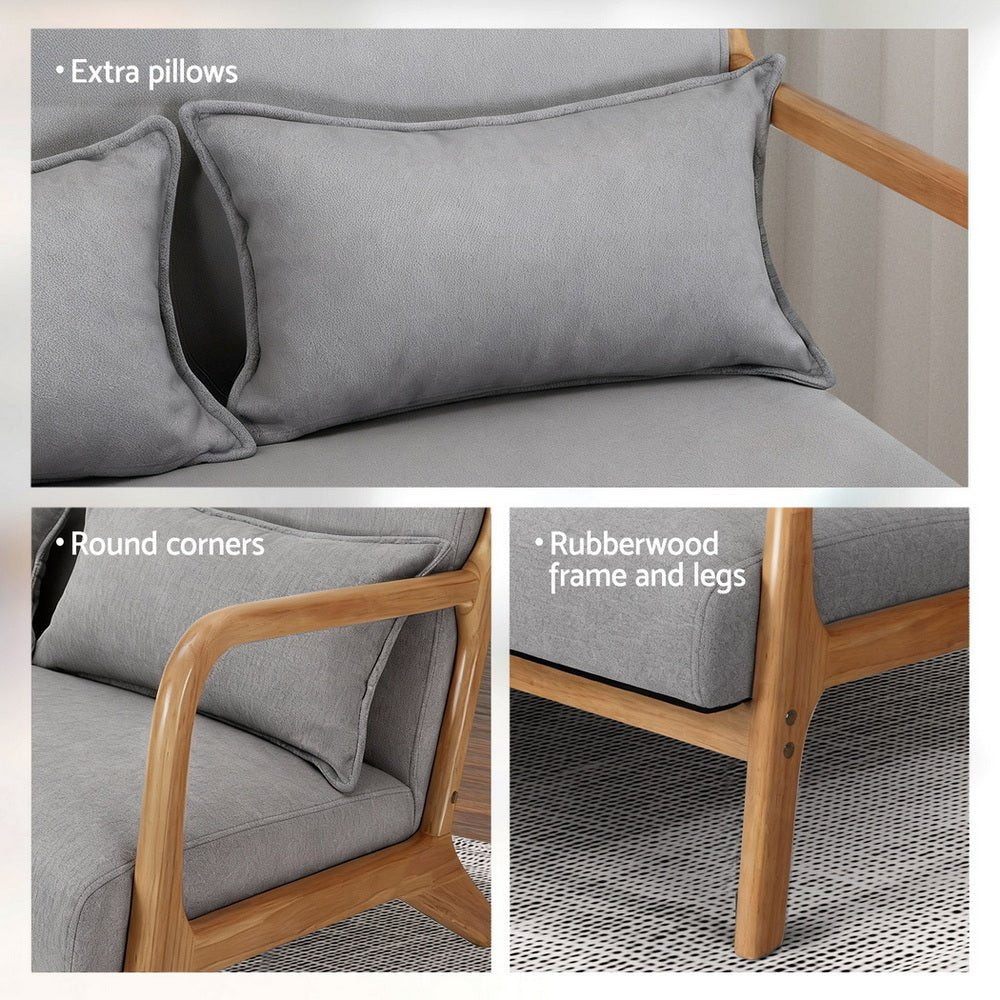 Armchair 2 - seater Loveseat Fabric Grey - Furniture > Bar Stools & Chairs > Arm Chairs & Recliners - Rivercity House & Home Co. (ABN 18 642 972 209) - Affordable Modern Furniture Australia
