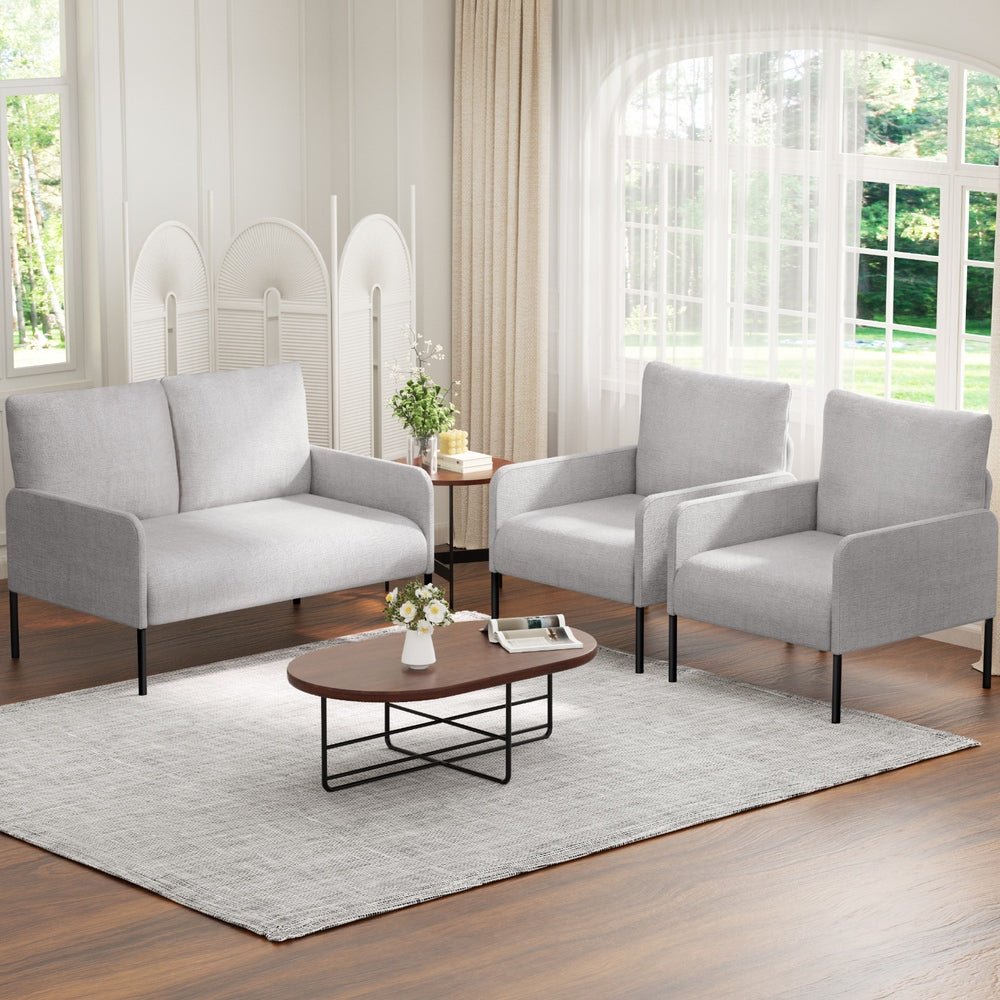 Armchair 4 Seater Sofa Set Pillow Gery Kane - Furniture > Bar Stools & Chairs > Arm Chairs & Recliners - Rivercity House & Home Co. (ABN 18 642 972 209) - Affordable Modern Furniture Australia