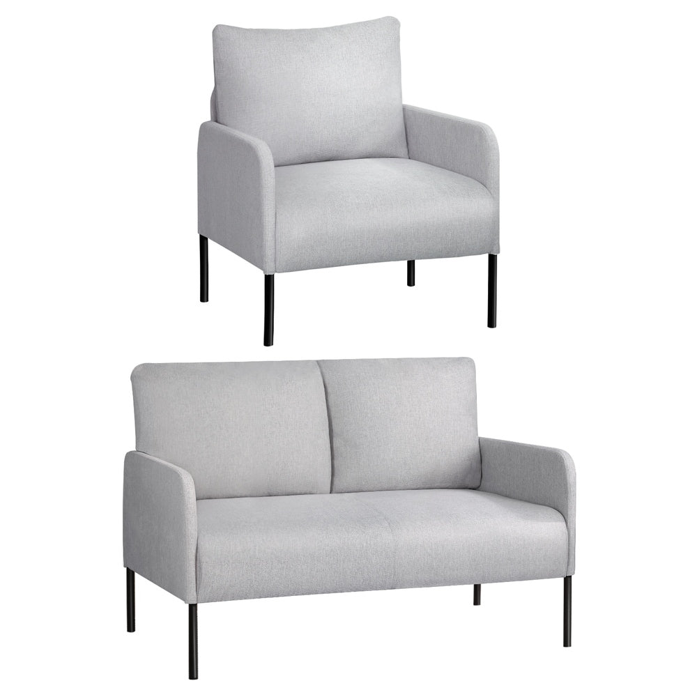 Armchair 4 Seater Sofa Set Pillow Gery Kane - Furniture > Bar Stools & Chairs > Arm Chairs & Recliners - Rivercity House & Home Co. (ABN 18 642 972 209) - Affordable Modern Furniture Australia