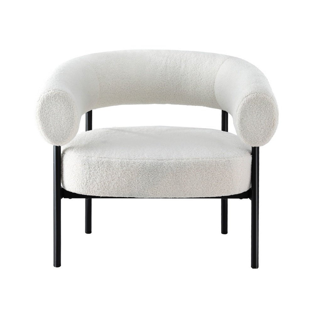 Armchair Accent Chair Curved Boucle White - Furniture > Bar Stools & Chairs > Arm Chairs & Recliners - Rivercity House & Home Co. (ABN 18 642 972 209) - Affordable Modern Furniture Australia