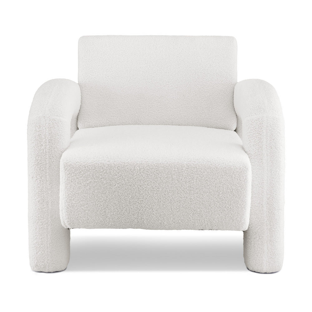 Armchair Accent Chair Lounge Sofa Couch Curved Seat Boucle White - Furniture > Bar Stools & Chairs > Arm Chairs & Recliners - Rivercity House & Home Co. (ABN 18 642 972 209) - Affordable Modern Furniture Australia