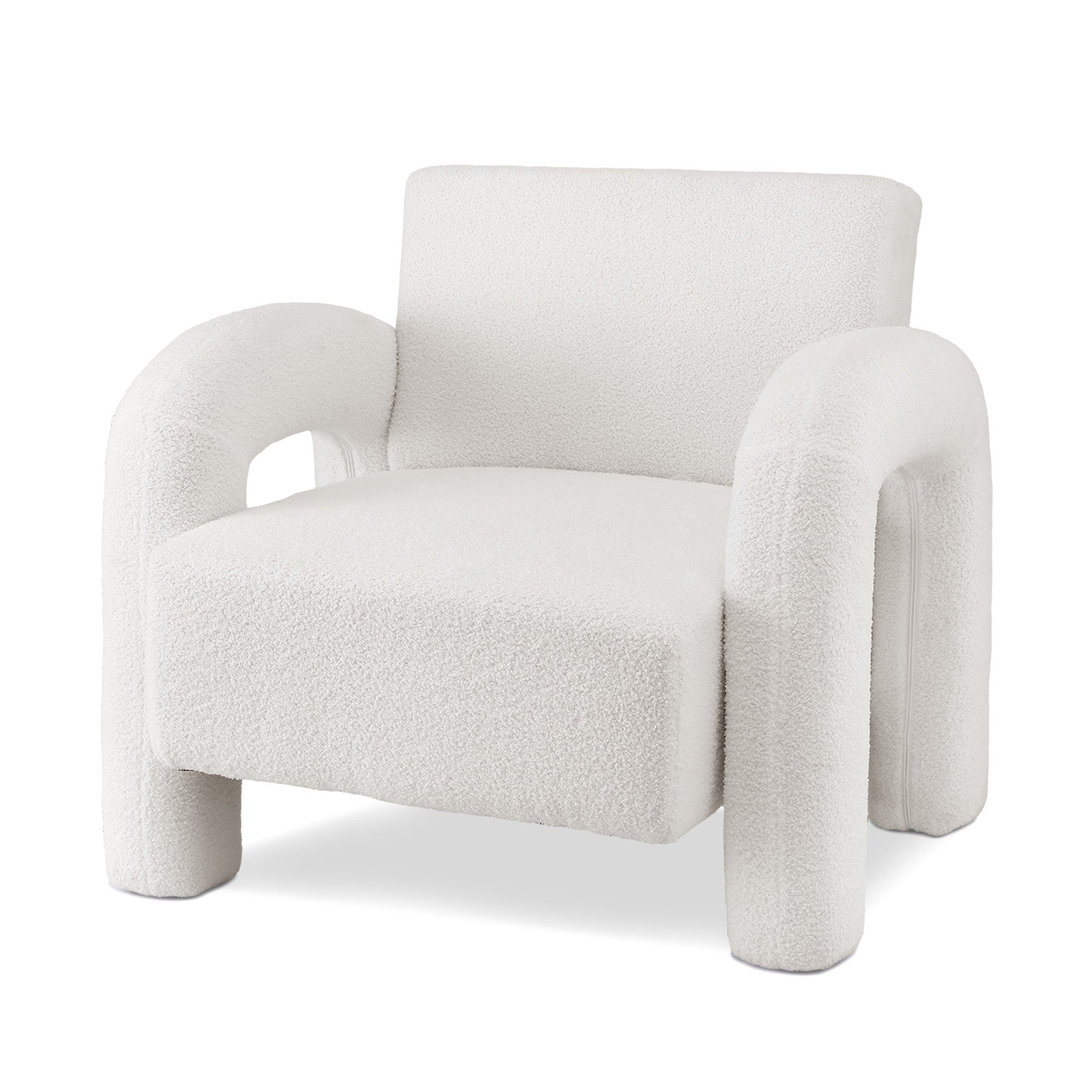Armchair Accent Chair Lounge Sofa Couch Curved Seat Boucle White - Furniture > Bar Stools & Chairs > Arm Chairs & Recliners - Rivercity House & Home Co. (ABN 18 642 972 209) - Affordable Modern Furniture Australia