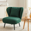 Corduroy Velvet Armchair Accent Lounge Tub Sofa with Throw Pillow - Green