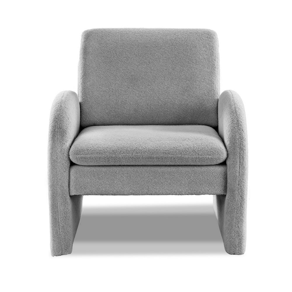 Armchair Accent Chair Lounge Tub Sofa Couch Curved Arm Seat Boucle Grey - Furniture > Bar Stools & Chairs > Arm Chairs & Recliners - Rivercity House & Home Co. (ABN 18 642 972 209) - Affordable Modern Furniture Australia